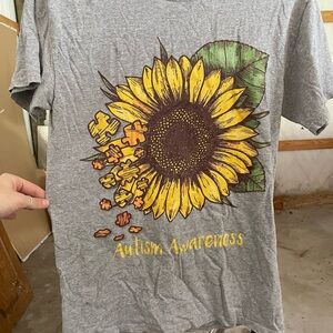 Gray Autism Awareness Sunflower T-Shirt